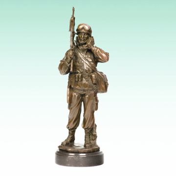 Metal Masculino Soldado Início Deco Exército Bronze Estátua Tpy-476